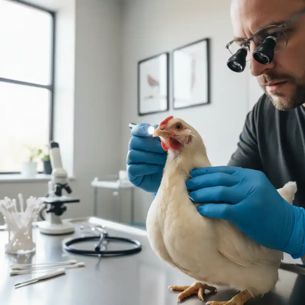 Checking chicken respiratory health